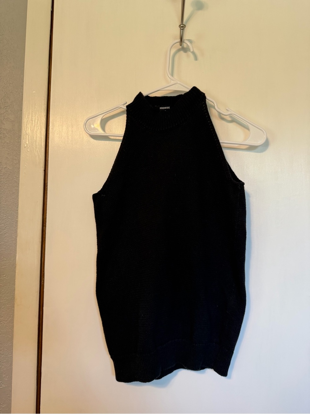 Premise Black Knit Mock Neck Tank